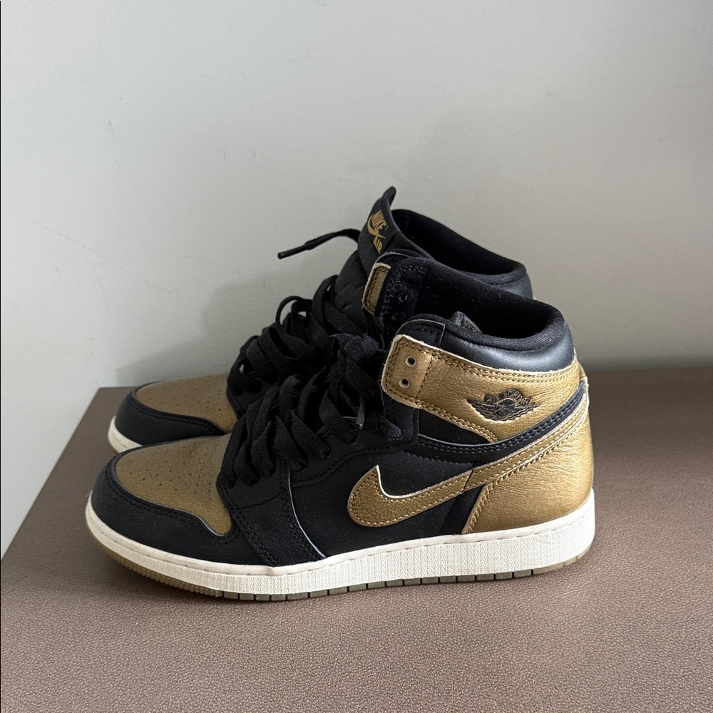 Jordan 1s Black and Gold High-Top Sneakers - Picture 3 of 7